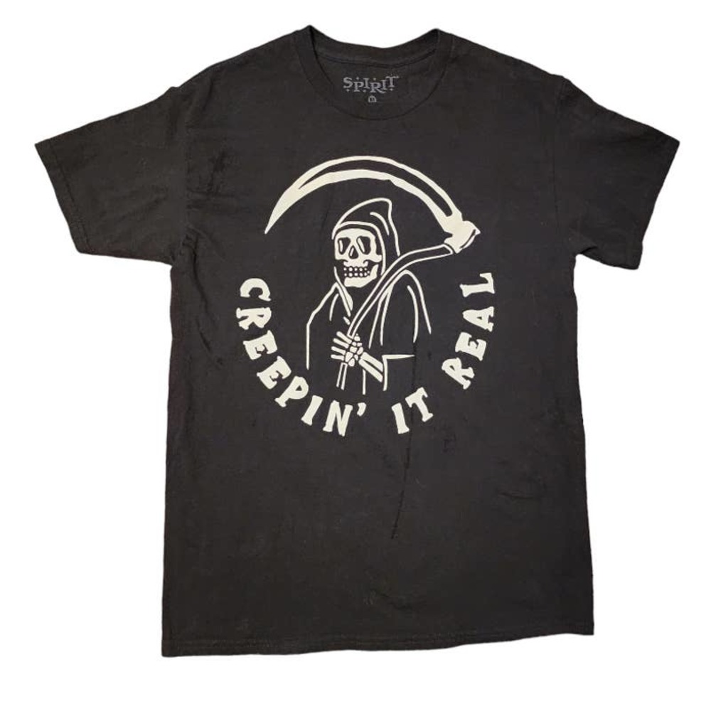 Mens, womens, spirit‎ Halloween, creepin it real black t-shirt  sz medium